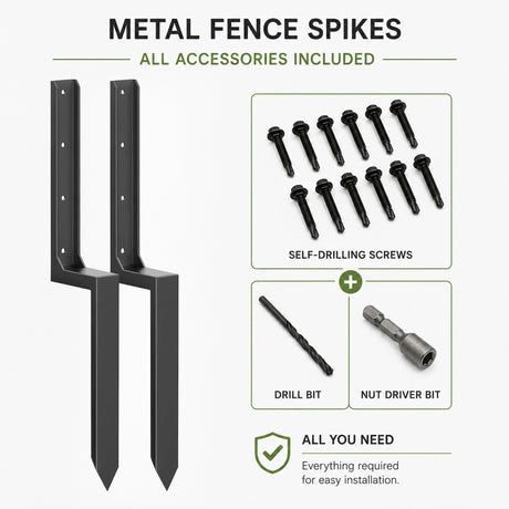 Metal Fence Post Support Brackets - Pack of 4