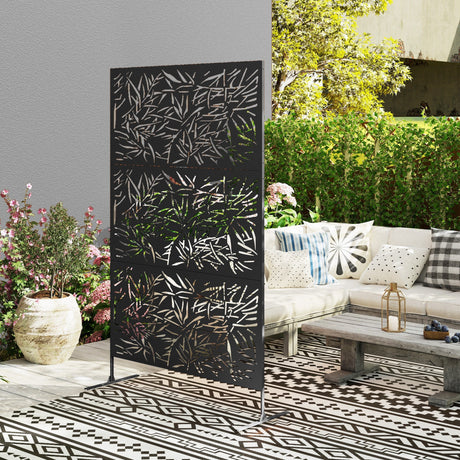 Freestanding Outdoor Privacy Screen with Stand 122cm x 198cm - Bamboo Style