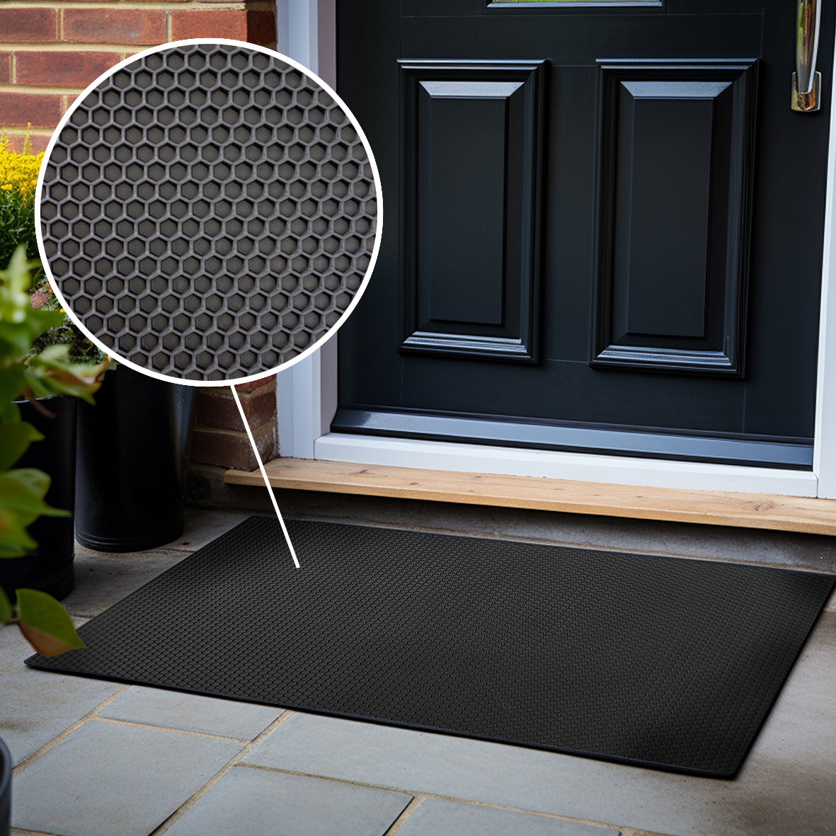 Hexagon Pattern Heavy Duty Rubber Door Mat