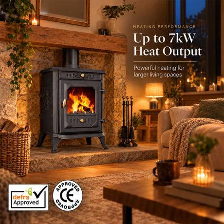 Cast Iron Wood and Coal Burning Stove 7kW - JA001