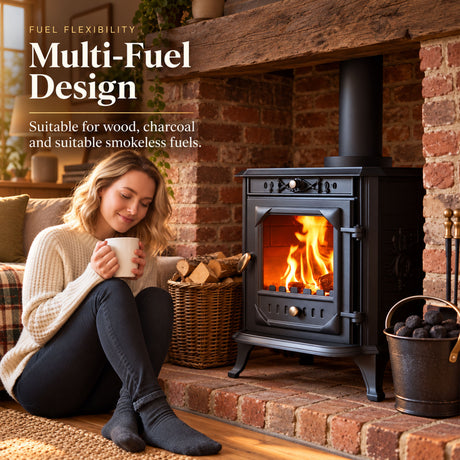 Cast Iron Wood and Coal Burning Stove 7kW - JA001