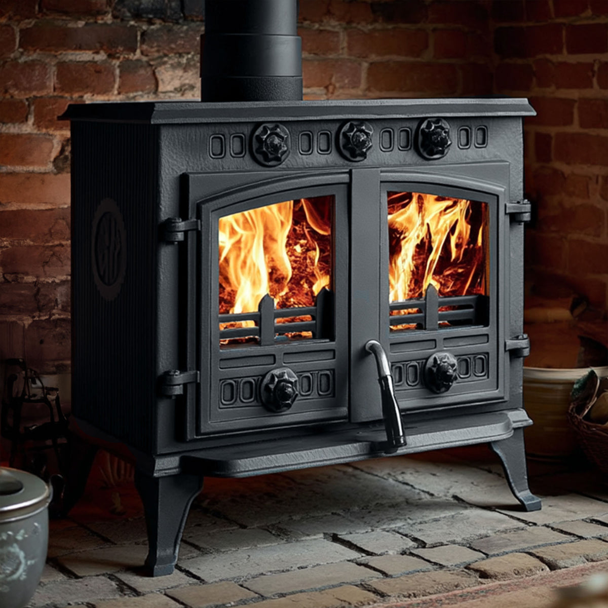 Cast Iron Wood and Coal Burning Stove 10kW - JA006
