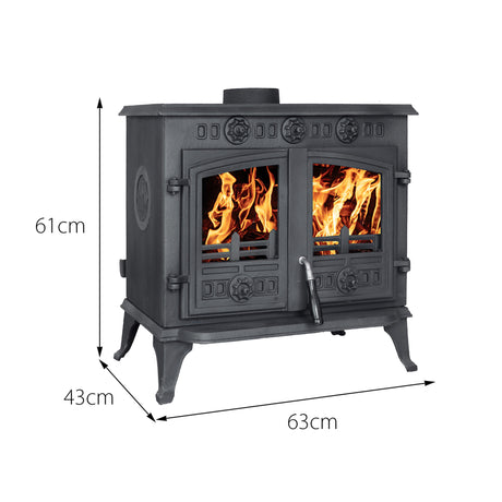 Cast Iron Wood and Coal Burning Stove 10kW - JA006