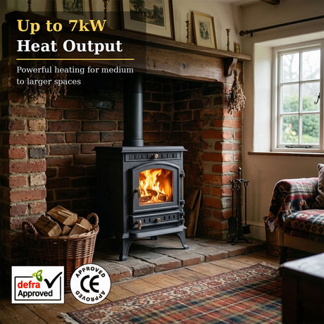 Cast Iron Defra Approved Multi-Fuel Burning Stove 7kW - JA010