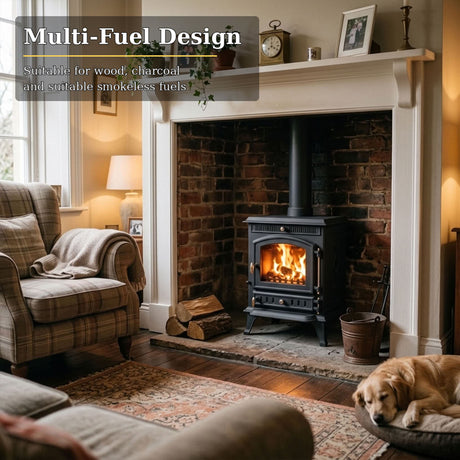 Cast Iron Defra Approved Multi-Fuel Burning Stove 7kW - JA010
