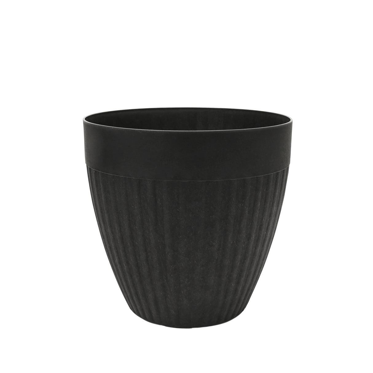 Madison Black Ribbed Recycled Rubber Plant Pot