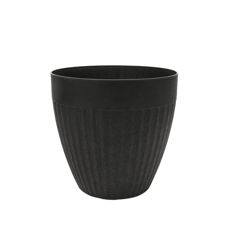 Madison Black Ribbed Recycled Rubber Plant Pot