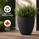 Madison Black Ribbed Recycled Rubber Plant Pot