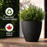Madison Black Smooth Recycled Rubber Plant Pot