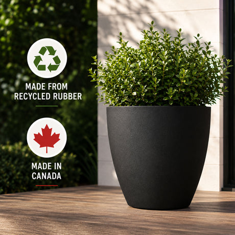 Madison Black Smooth Recycled Rubber Plant Pot