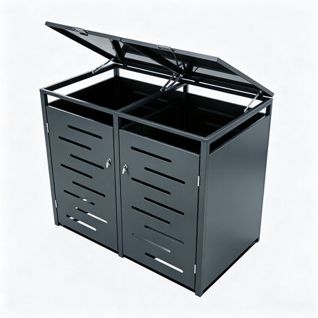 Outdoor Lockable Metal Garbage Bin Shed
