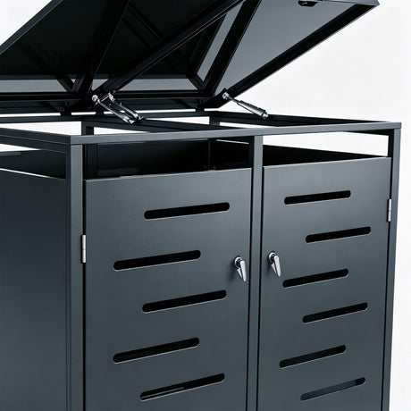 Outdoor Lockable Metal Garbage Bin Shed