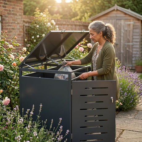 Outdoor Lockable Metal Garbage Bin Shed