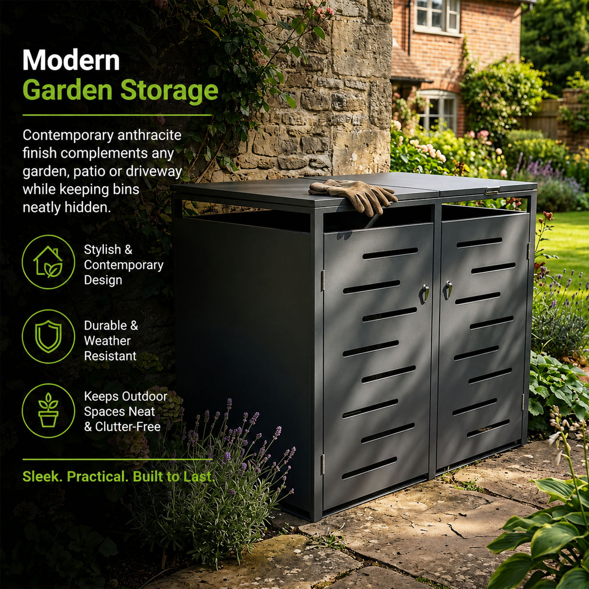 Outdoor Lockable Metal Garbage Bin Shed