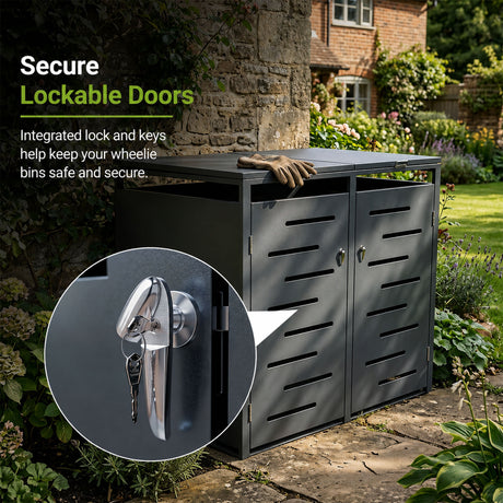 Outdoor Lockable Metal Garbage Bin Shed