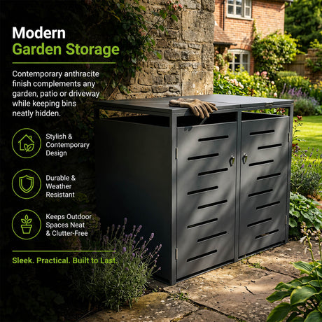 Outdoor Lockable Metal Garbage Bin Shed