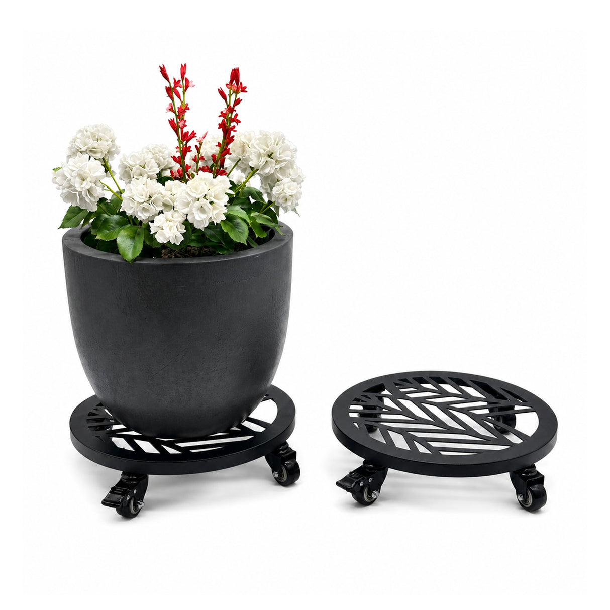 Metal Plant Caddy with Wheels - Pack of 2