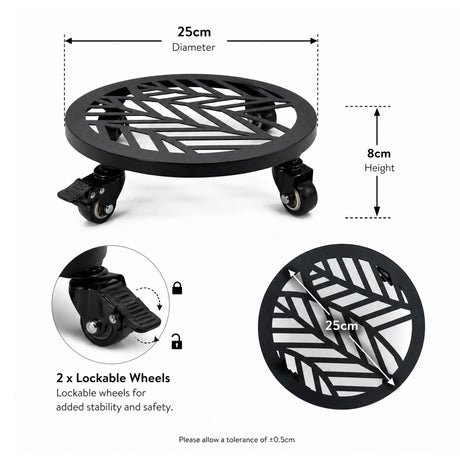 Metal Plant Caddy with Wheels - Pack of 2