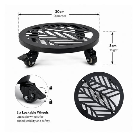 Metal Plant Caddy with Wheels - Pack of 2