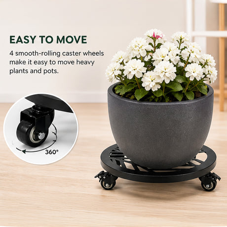 Metal Plant Caddy with Wheels - Pack of 2