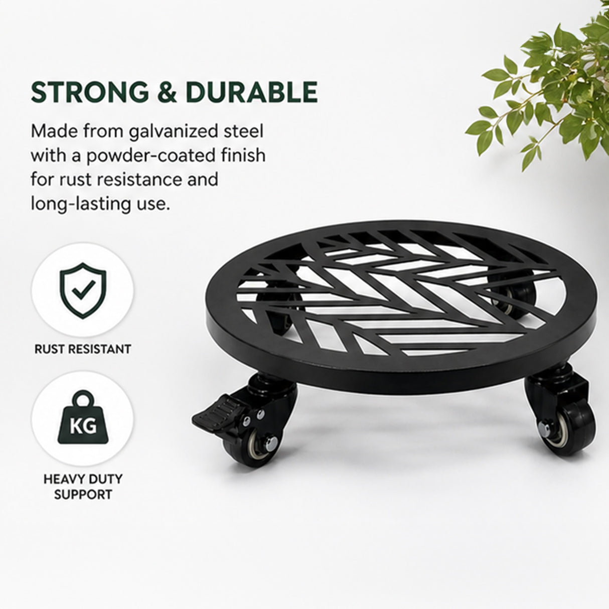 Metal Plant Caddy with Wheels - Pack of 2