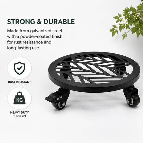 Metal Plant Caddy with Wheels - Pack of 2