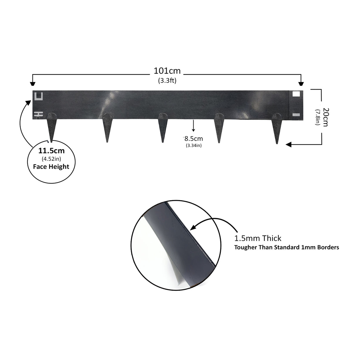 Metal Lawn Edging Garden Border - 5 Pieces