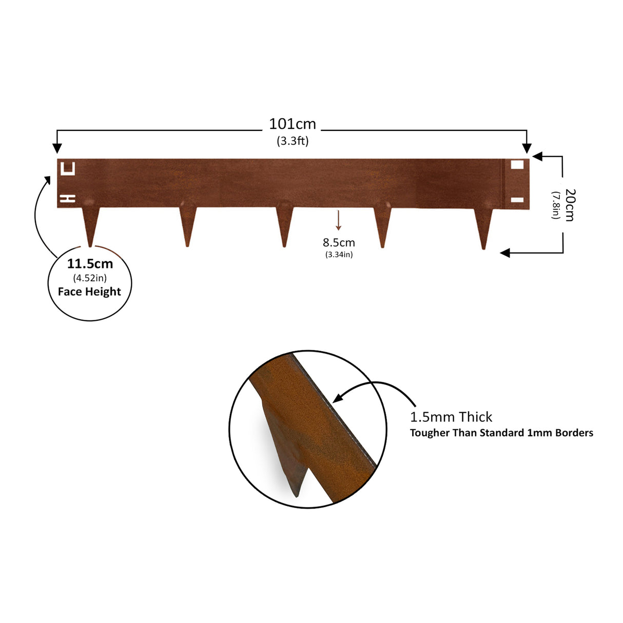 Metal Lawn Edging Garden Border - 5 Pieces