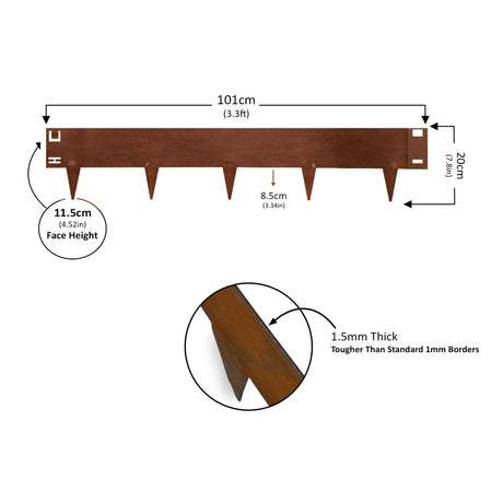 Metal Lawn Edging Garden Border - 5 Pieces