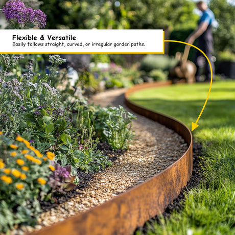 Corten Metal Lawn Edging Garden Border Roll - 5m / 10m