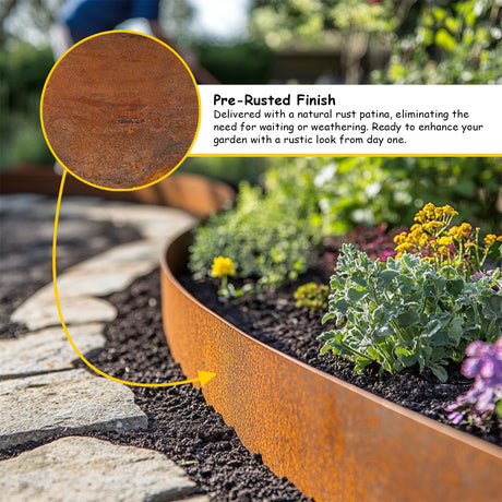 Corten Metal Lawn Edging Garden Border Roll - 5m / 10m
