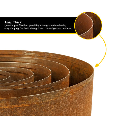 Corten Metal Lawn Edging Garden Border Roll - 5m / 10m