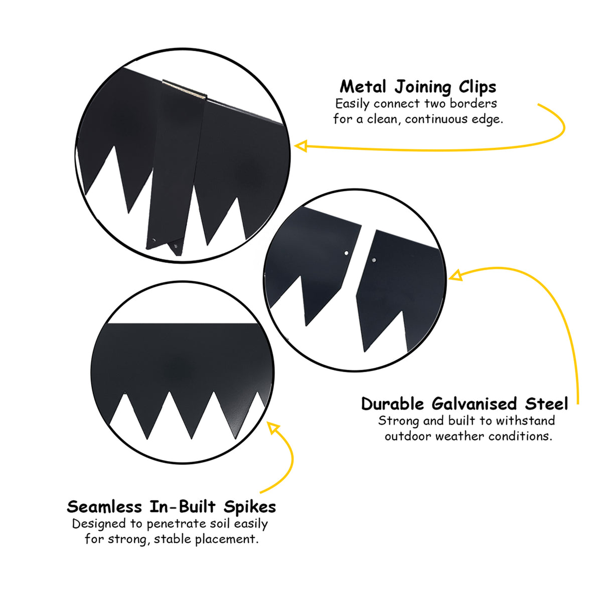 Metal Garden Border Edging – Saw-Tooth Spikes, Pack of 5