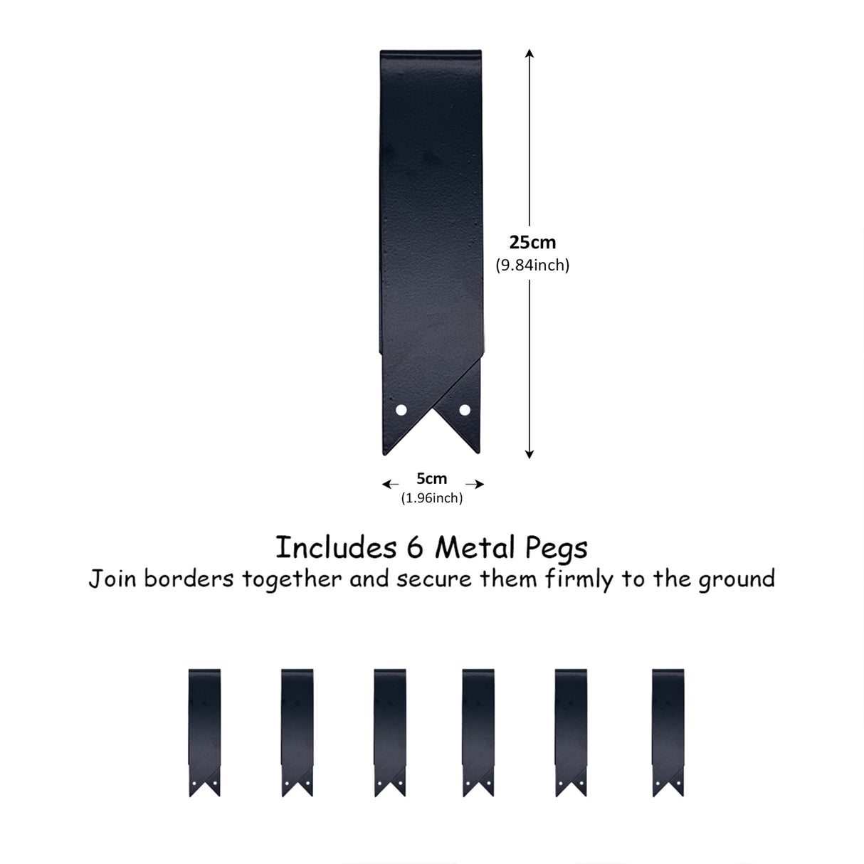 Metal Garden Border Edging – Saw-Tooth Spikes, Pack of 5