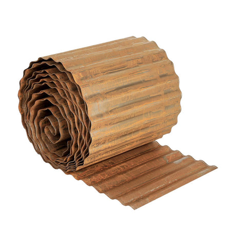 Corrugated Pre-Rusted Metal Garden Border Roll – 5m Long