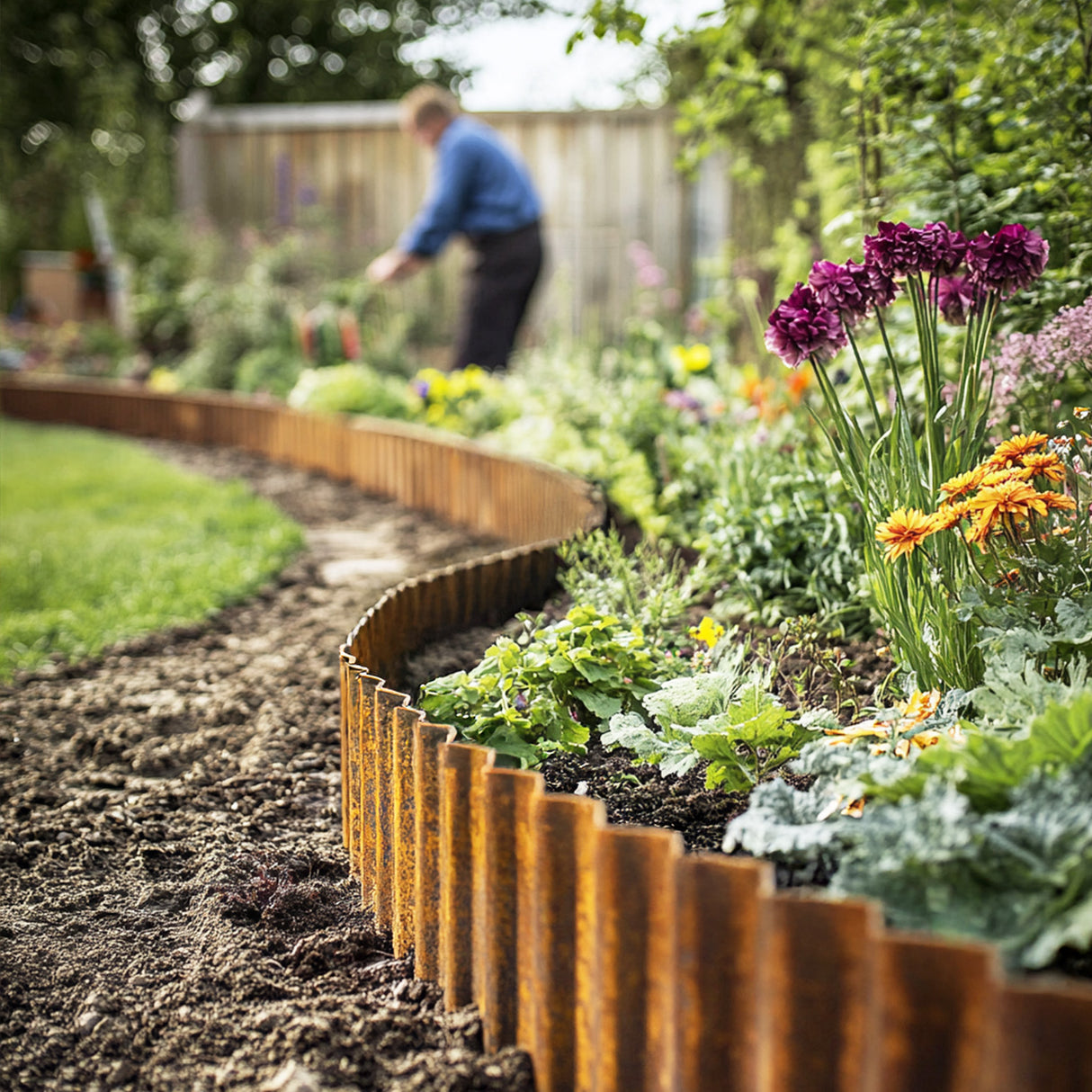 Corrugated Pre-Rusted Metal Garden Border Roll – 5m Long