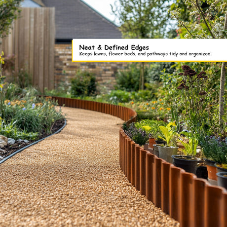 Corrugated Pre-Rusted Metal Garden Border Roll