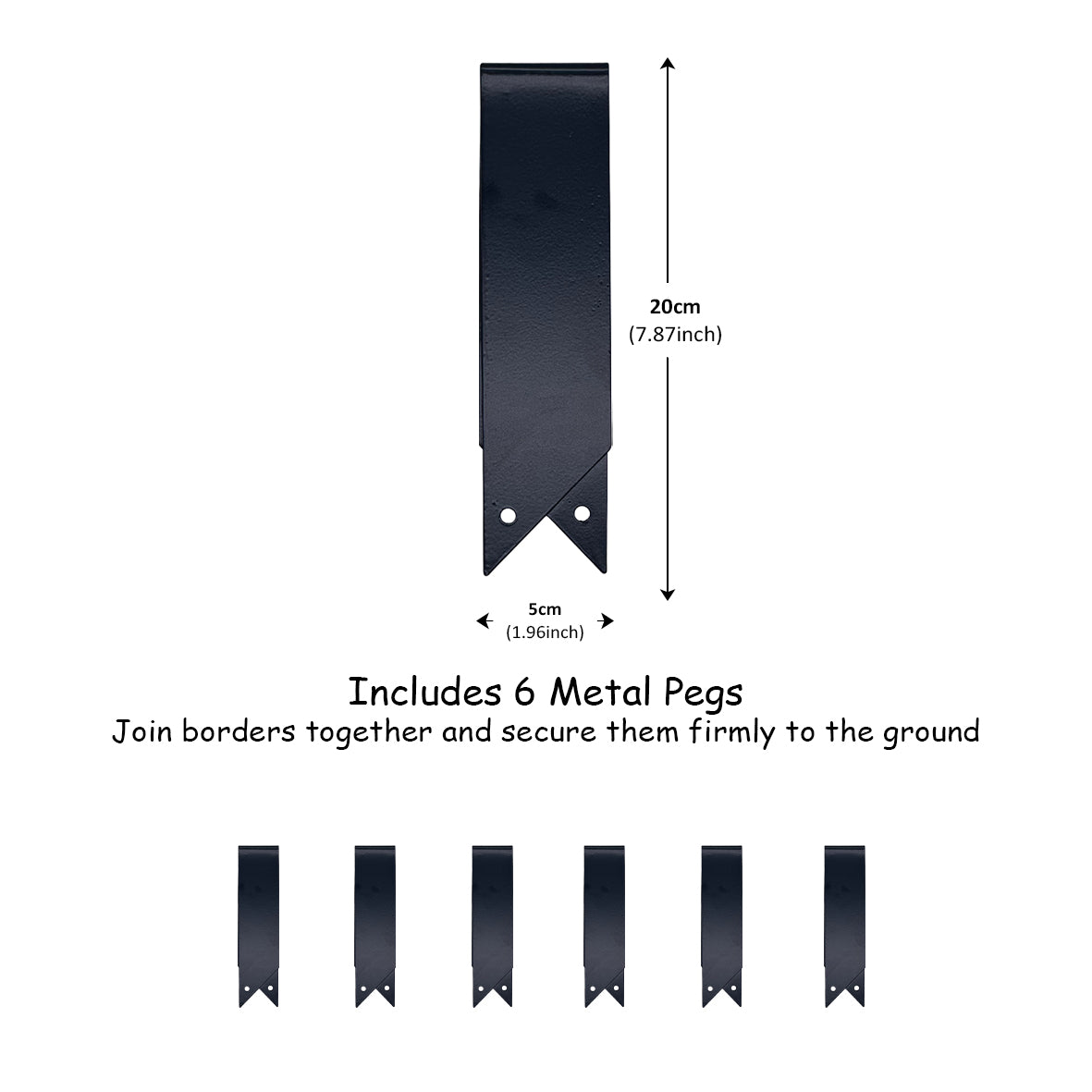 Metal Lawn Edging Garden Border with Pegs - 5 Pieces