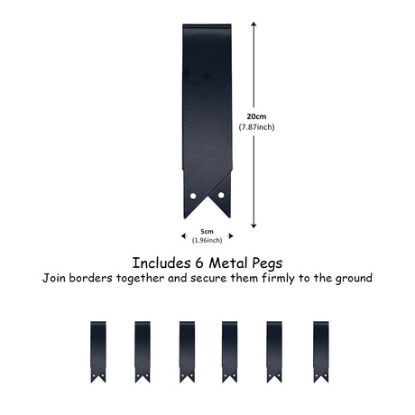 Clips for grey metal edge 15cm high with dimensions on a white background 