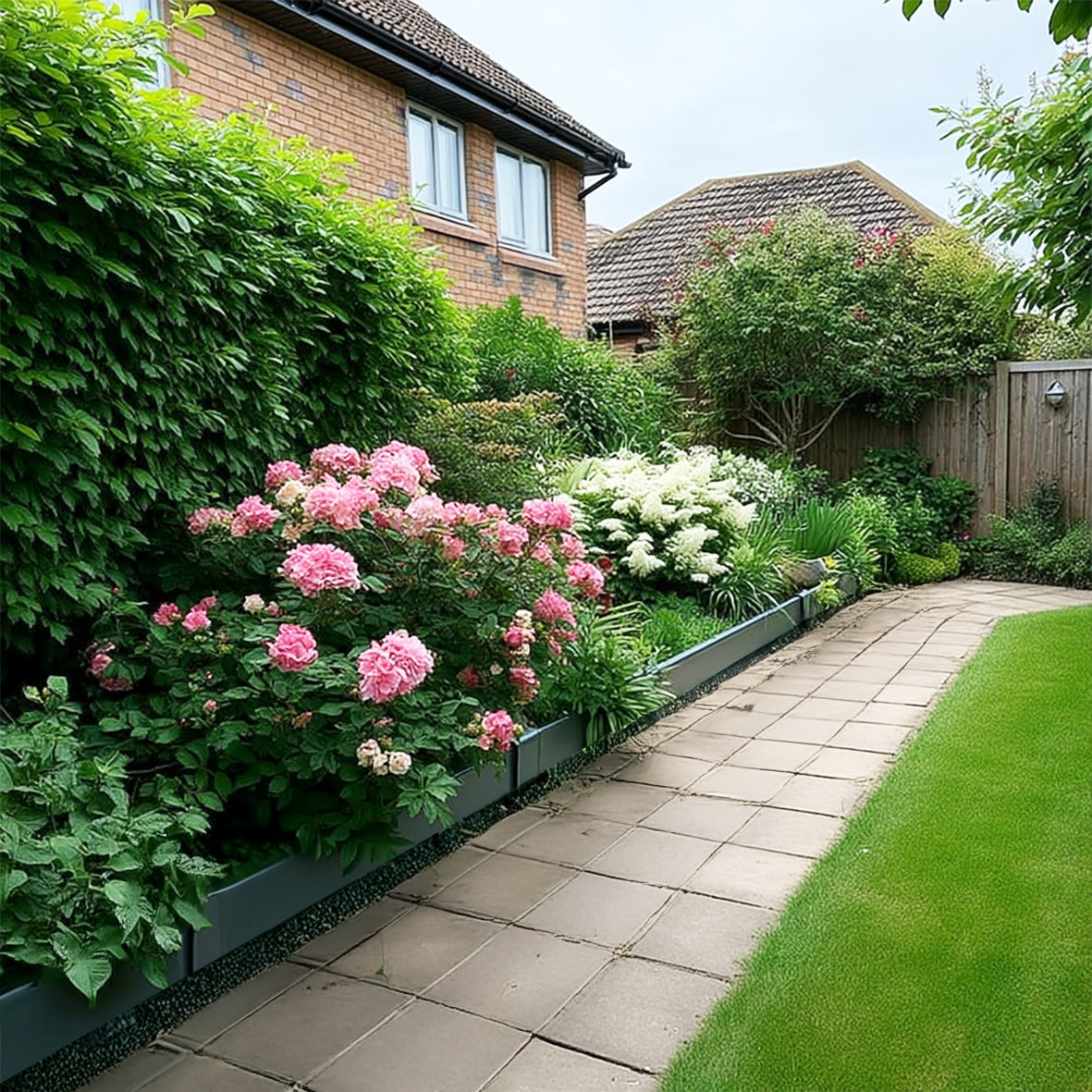 Metal Lawn Edging Garden Border with Pegs - 5 Pieces