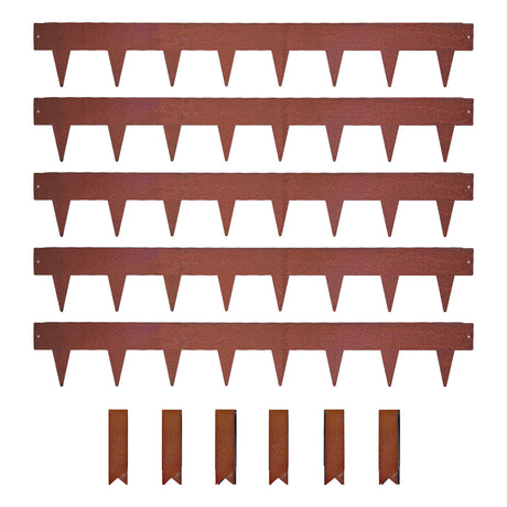 Metal Lawn Edging Garden Border with Pegs - 5 Pieces