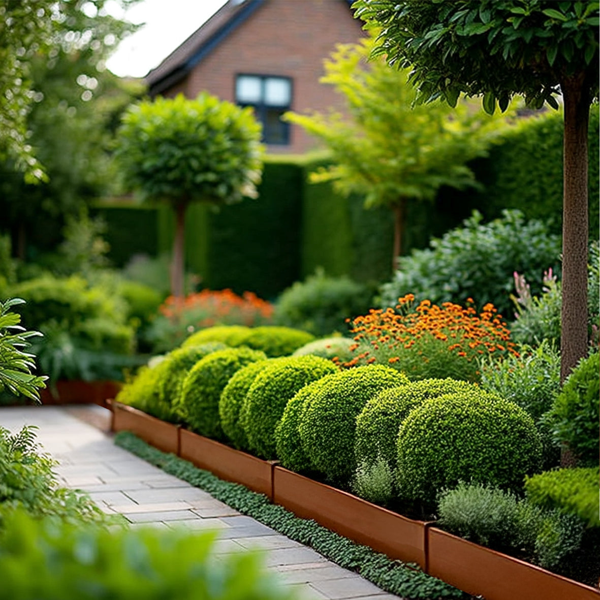 Metal Lawn Edging Garden Border with Pegs - 5 Pieces