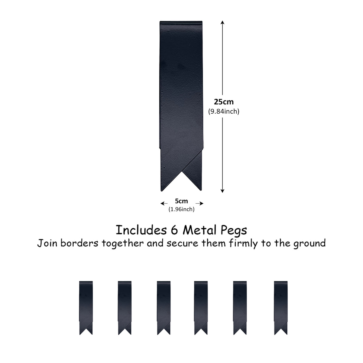 Extra-High Metal Lawn Edging Garden Border with Pegs - 5 Pieces