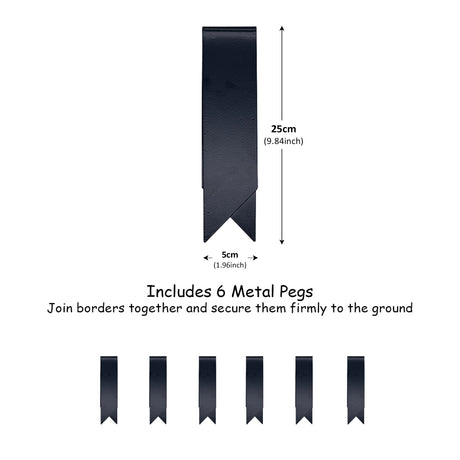 Clips for grey metal edge 20cm high with dimensions on a white background 