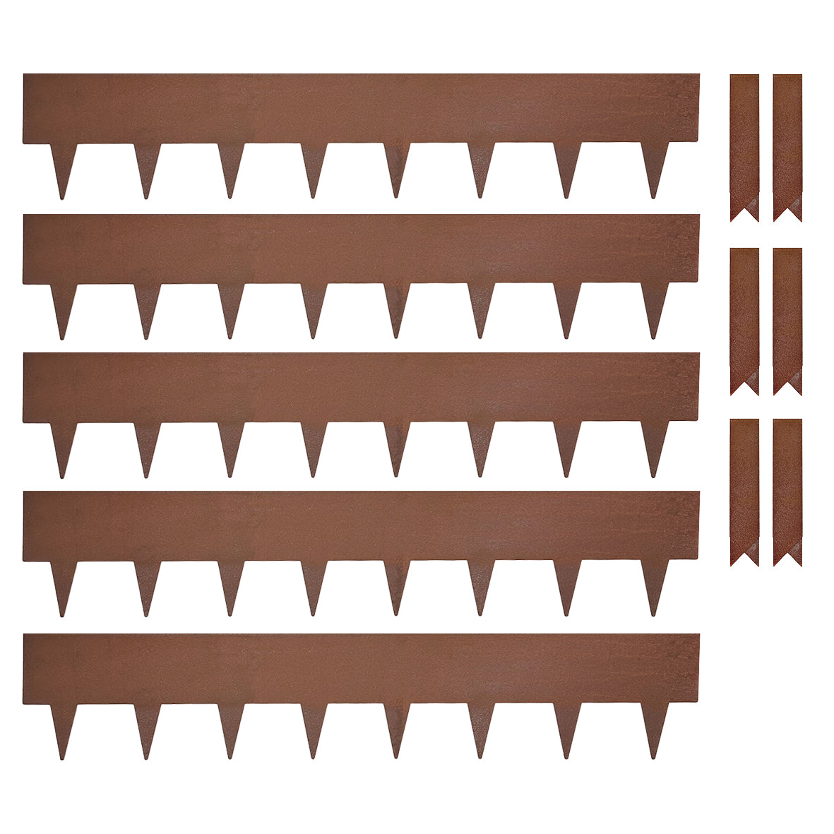 Extra-High Metal Lawn Edging Garden Border with Pegs - 5 Pieces