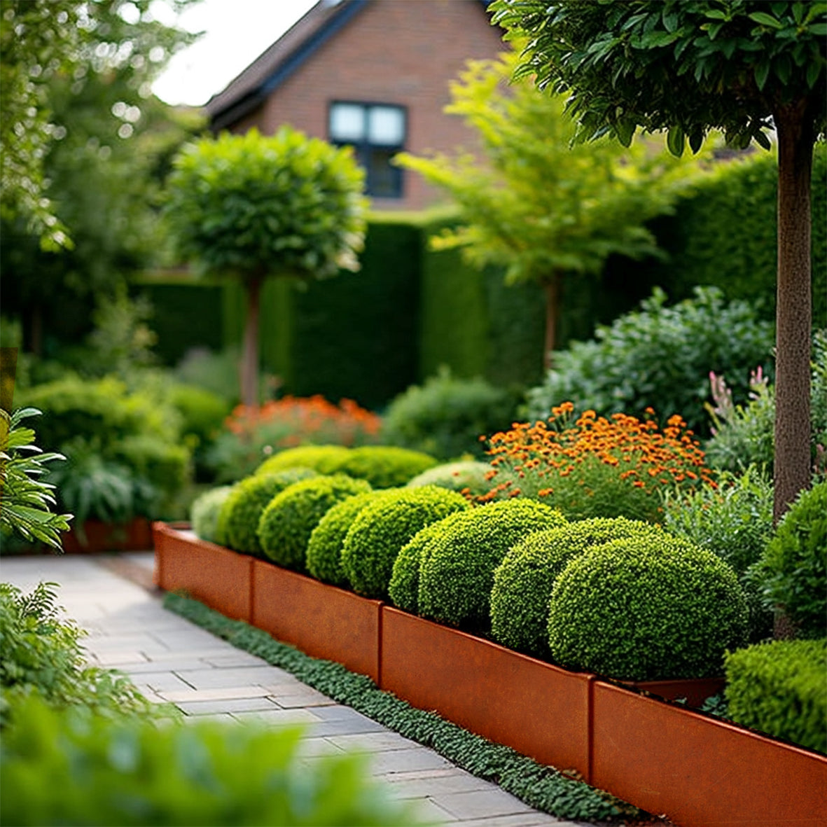 Extra-High Metal Lawn Edging Garden Border with Pegs - 5 Pieces