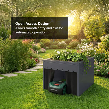 Robot Lawn Mower Garage Shelter with Plant Roof