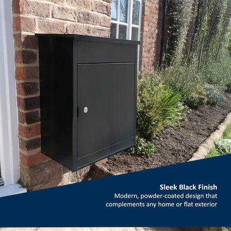 Outdoor Metal Parcel Box - Black