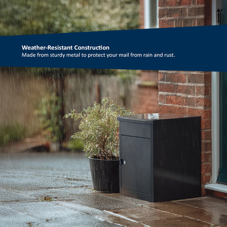 Outdoor Metal Parcel Box - Black