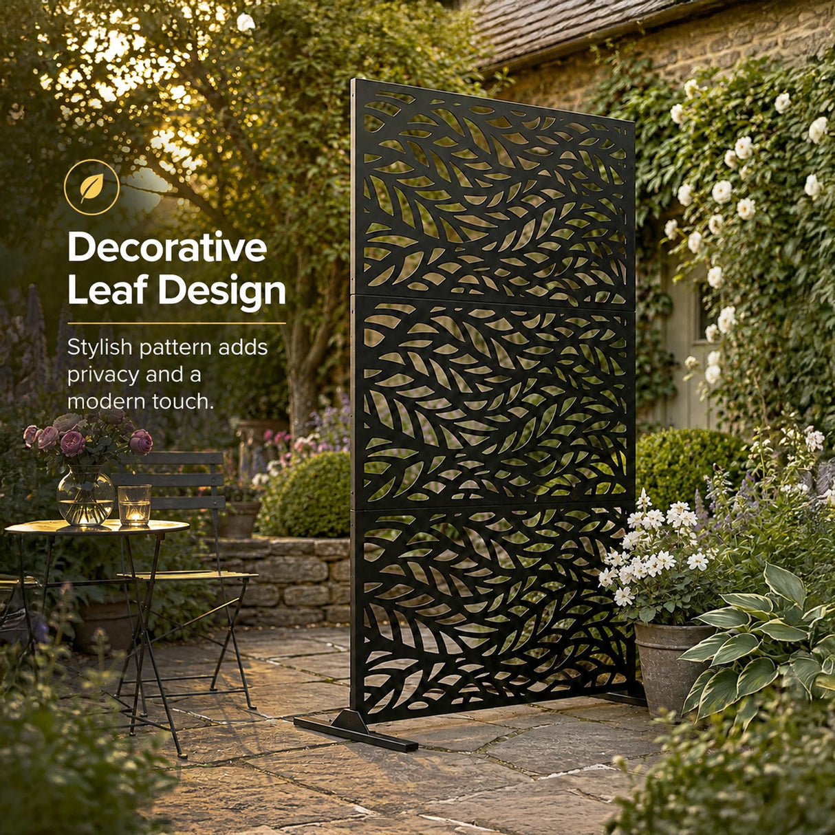 Metal Indoor/Outdoor Privacy Screen 90cm x 180cm - Leaf